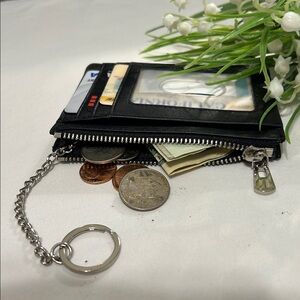 ID wallet Credit card Purse Key Chain coin pouch Unisex slim PU leather unused